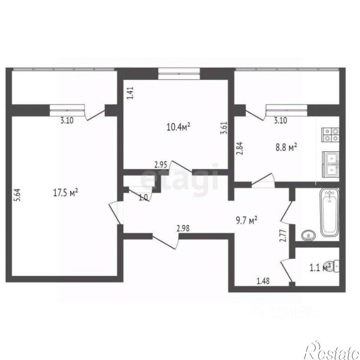 2-комн квартира Магистральная улица, 48,  д. 48