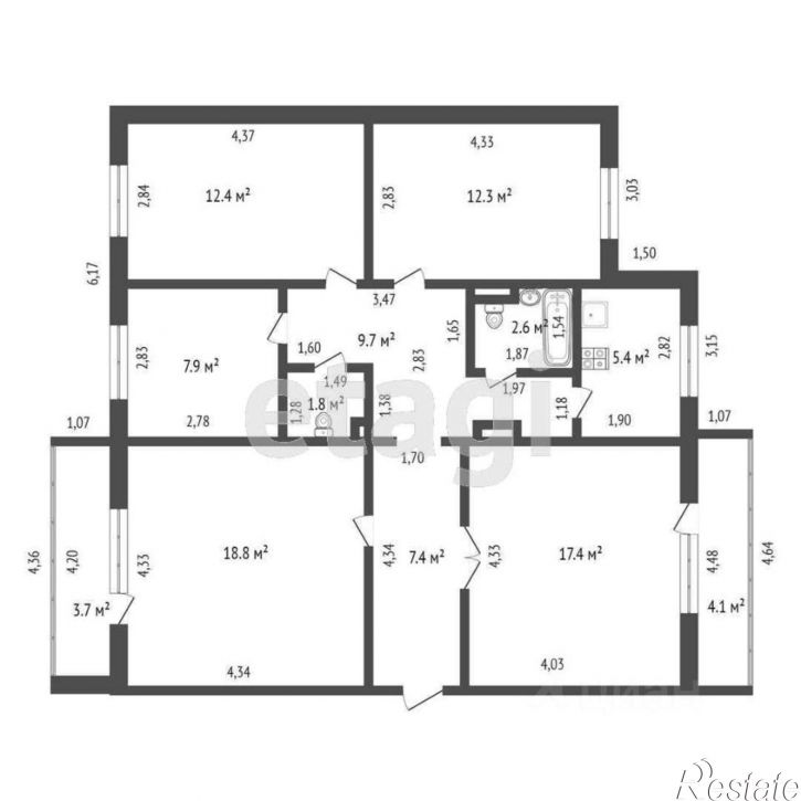 5-комн квартира Новопутейская улица, 22,  д. 22