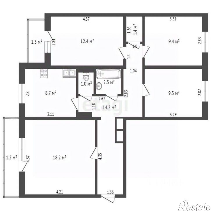 4-комн квартира Новопутейская улица, 20,  д. 20