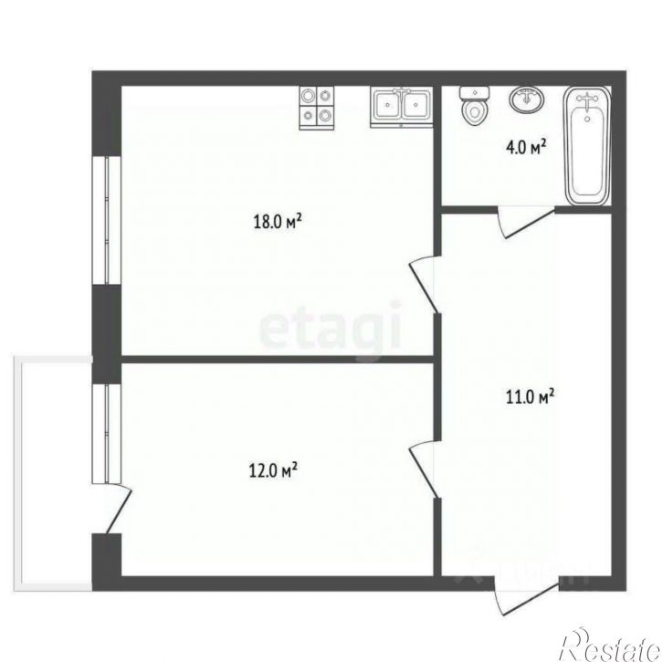 1-комн квартира Алданская улица, 11,  д. 11