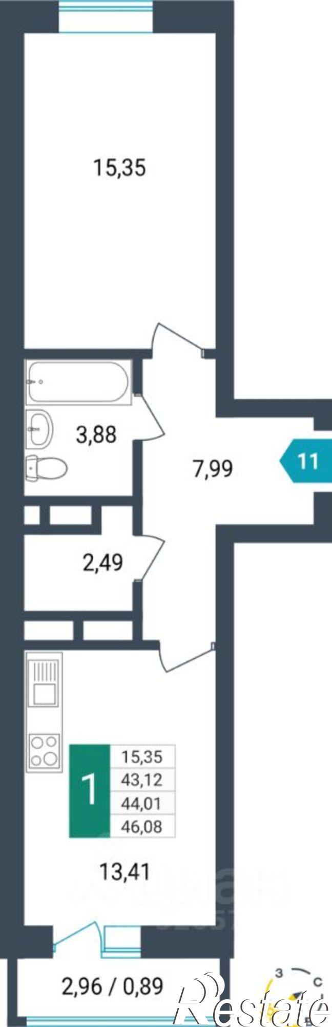Купить квартиру за 8 557 070 рублей на Проезжая улица, 1А