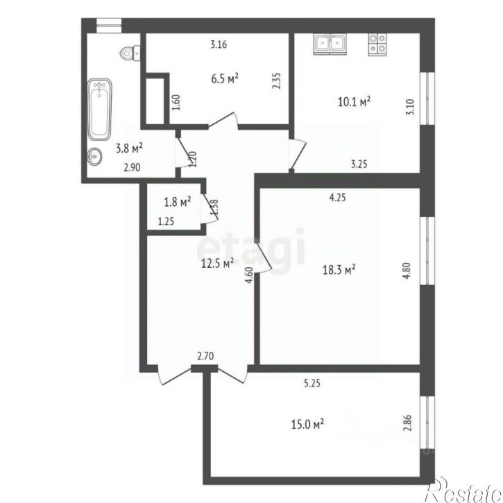 3-комн квартира Юбилейная улица, 8,  д. 8