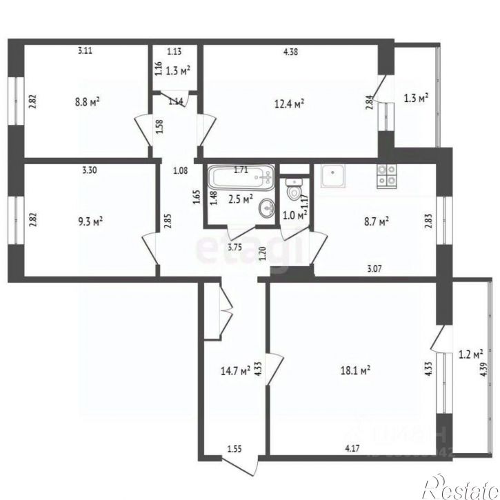 4-комн квартира улица Энтузиастов, 96,  д. 96