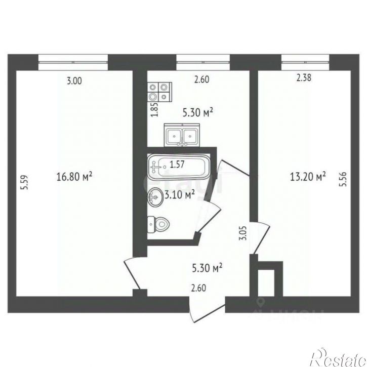 2-комн квартира улица Ползунова, 24,  д. 24