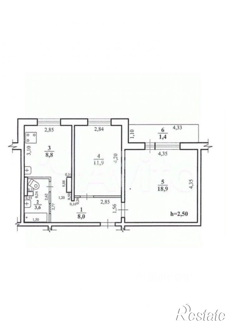 2-комн квартира проспект Фадеева, 12,  д. 12