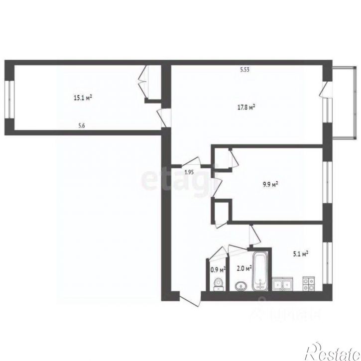 3-комн квартира улица Энтузиастов, 52,  д. 52