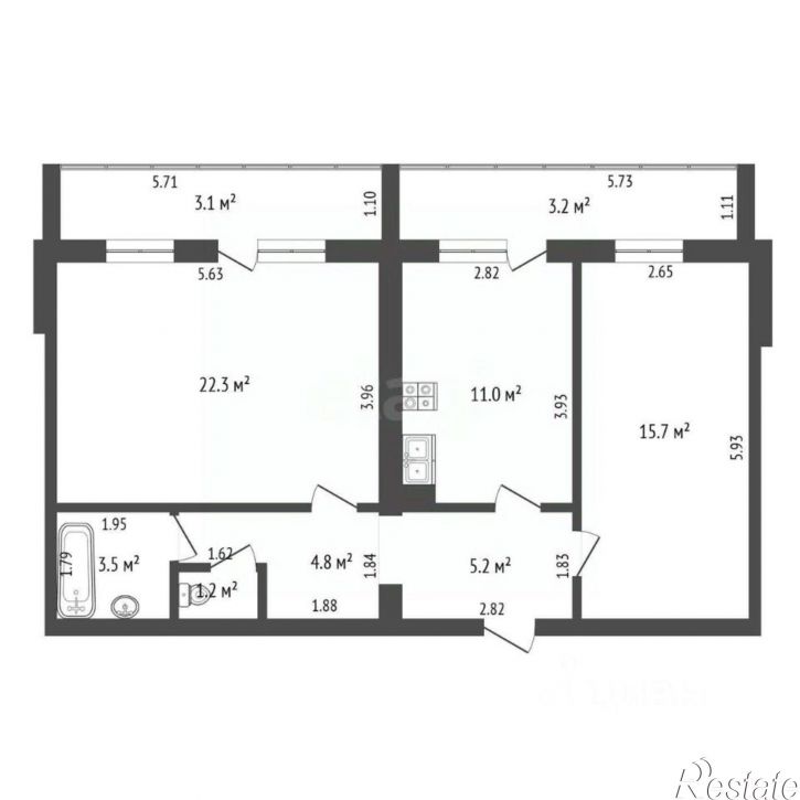 2-комн квартира Славянская улица, 10А,  д. 10А