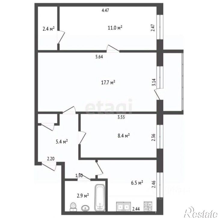 2-комн квартира Казачья улица, 5А,  д. 5А
