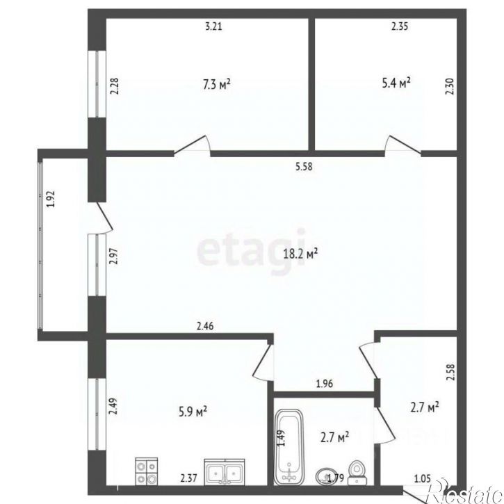 2-комн квартира улица Космонавтов, 1,  д. 1