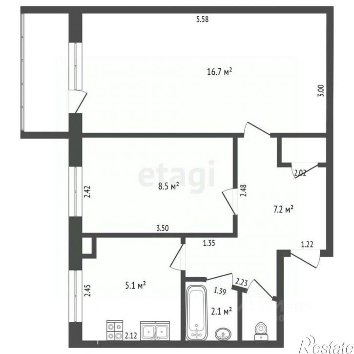 2-комн квартира улица Онискевича, 21,  д. 21