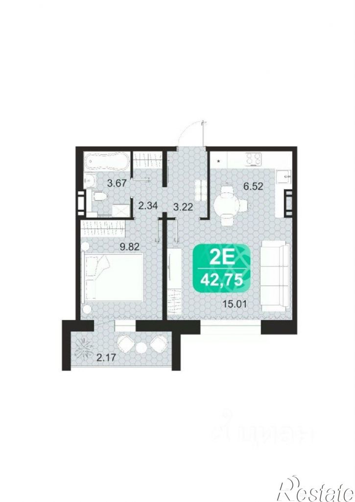 2-комн квартира в новом доме 2-я Забайкальская улица, 7С,  д. 7С