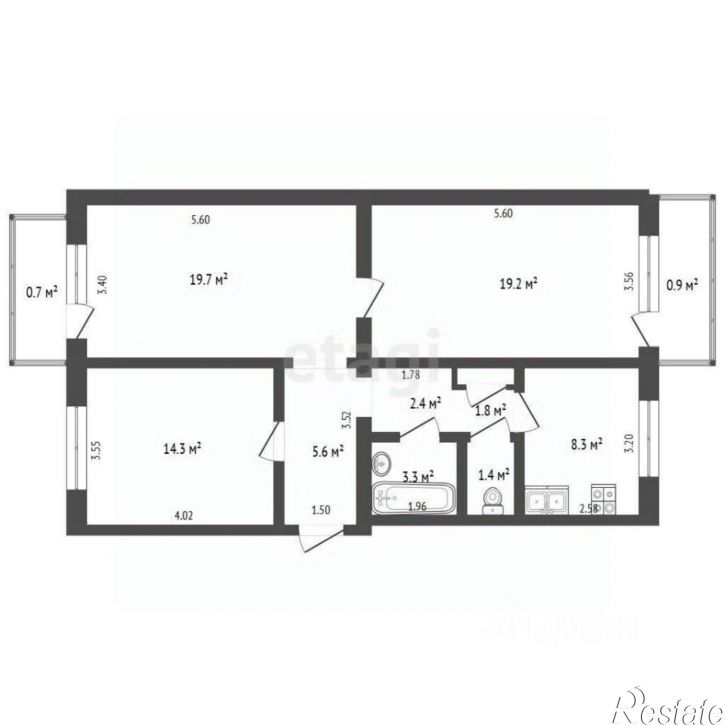 3-комн квартира улица Николая Островского, 27,  д. 27