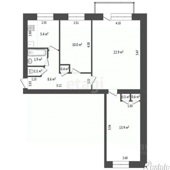 3-комн квартира улица Декабристов, 2Б,  д. 2Б
