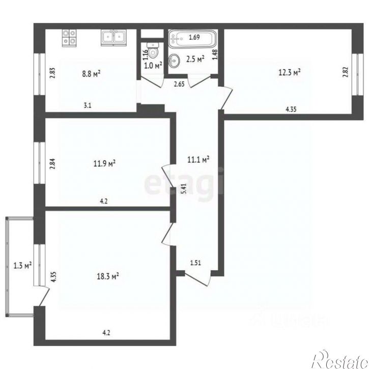3-комн квартира Аргунская улица, 44,  д. 44