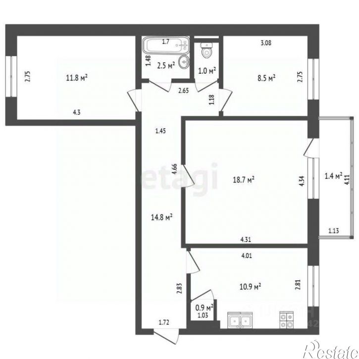 3-комн квартира Трактовая улица, 76,  д. 76