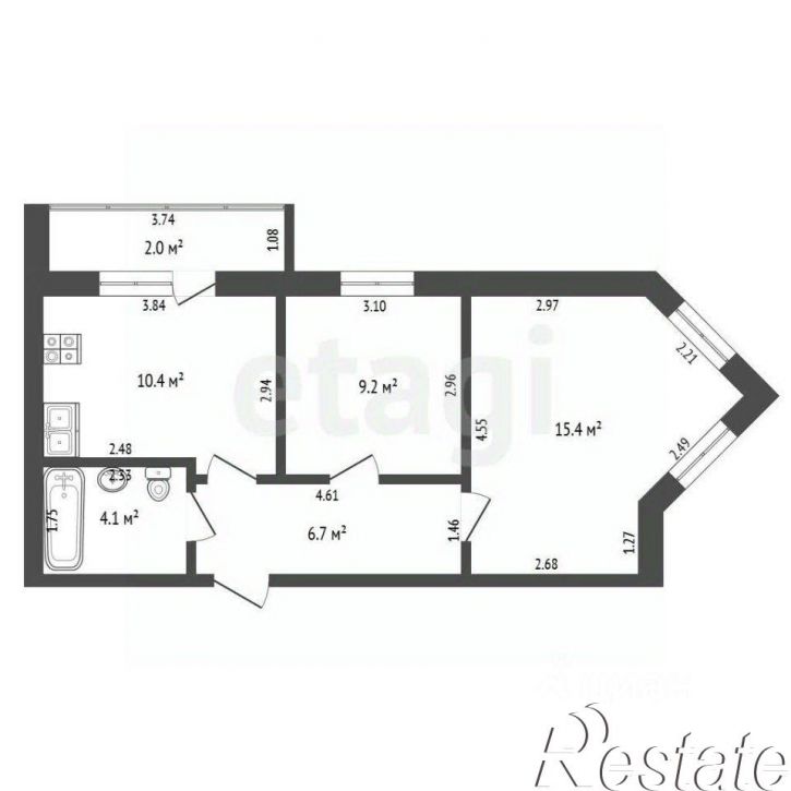 2-комн квартира Кабанская улица, 1А,  д. 1А