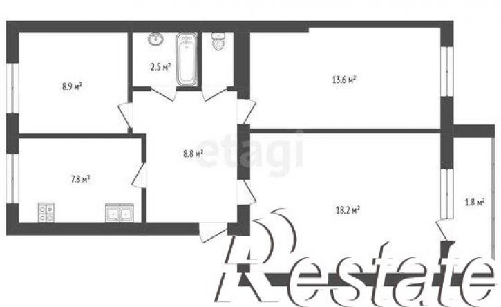 3-комн квартира улица Николая Островского, 15,  д. 15