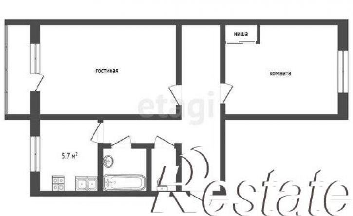 2-комн квартира улица Георгия Костина, 49А,  д. 49А