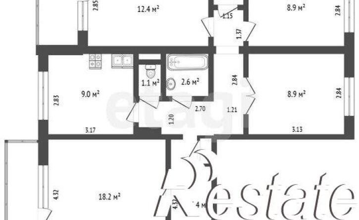 4-комн квартира улица Текстильщиков, 13,  д. 13